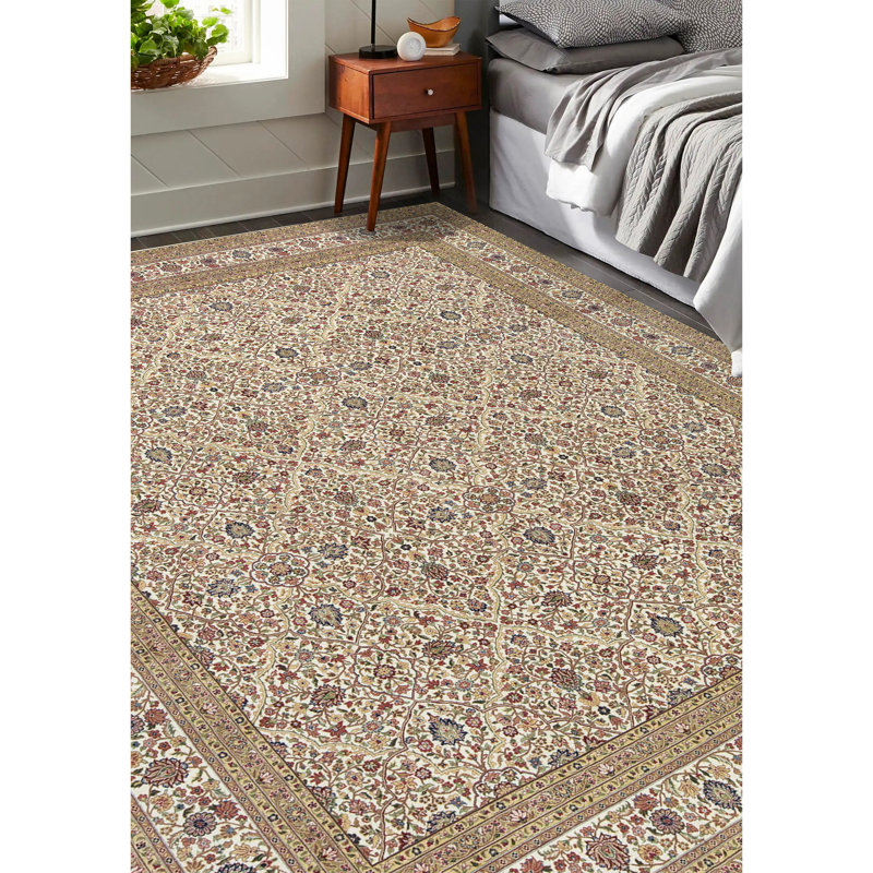 Tapis beige noué à la main de haute qualité