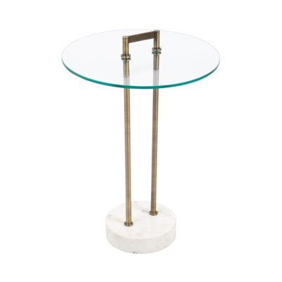 Glass and Marble Round Side Table