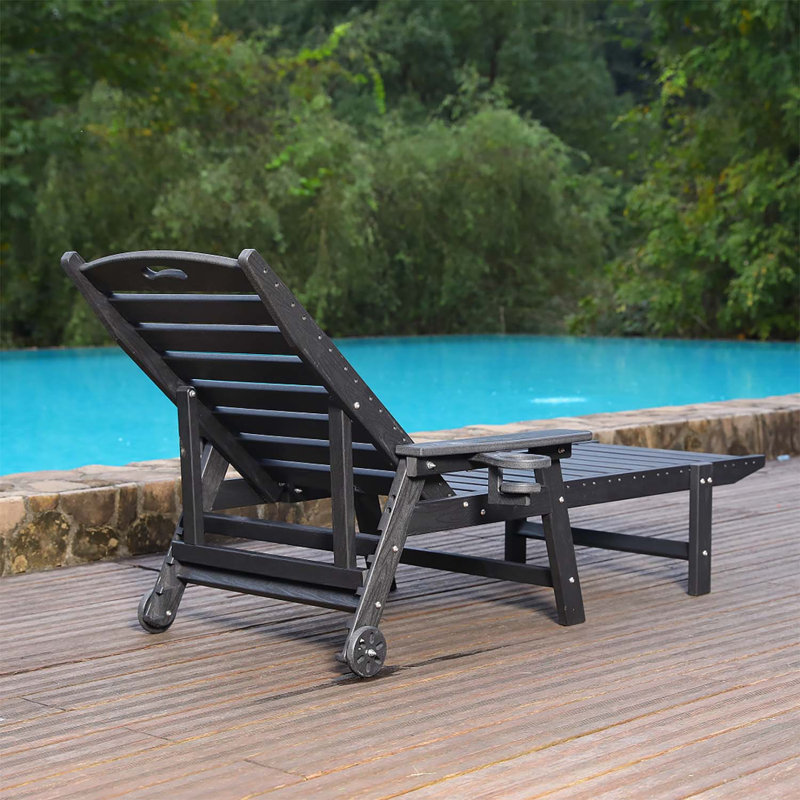 Chaise longue pour l'extérieur avec dossier réglable à 4 positions, Gris