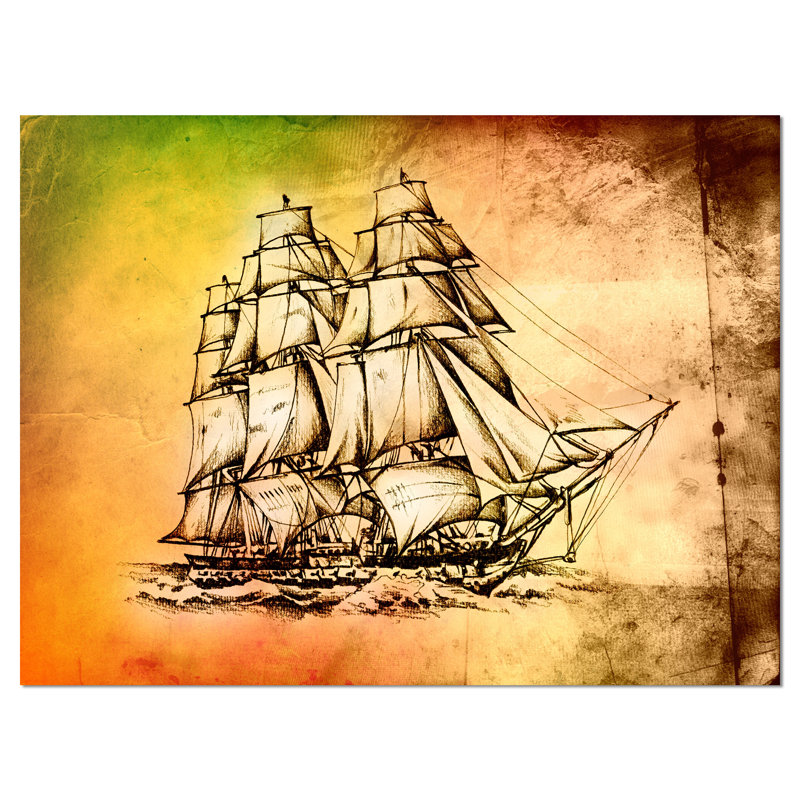 «Large Antique Moving Boat», impression, H 30 po x l 40 po x P 1,5 po, Toile tendue