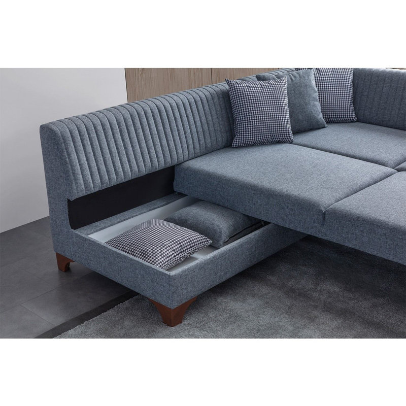 Canapé-lit d'angle, Gris, Brun