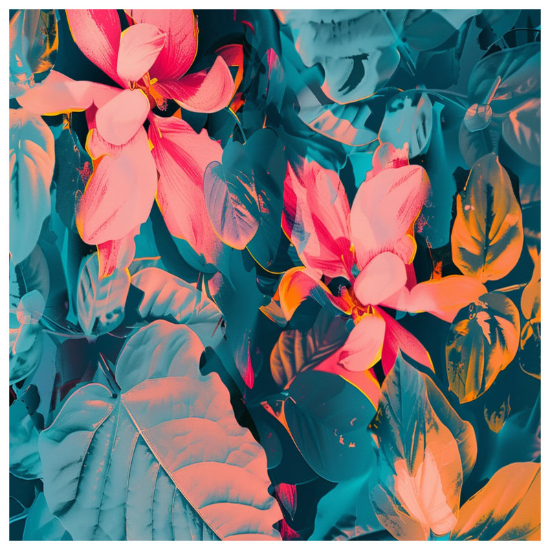 Édredon vibrant à feuillage floral, Lit simple