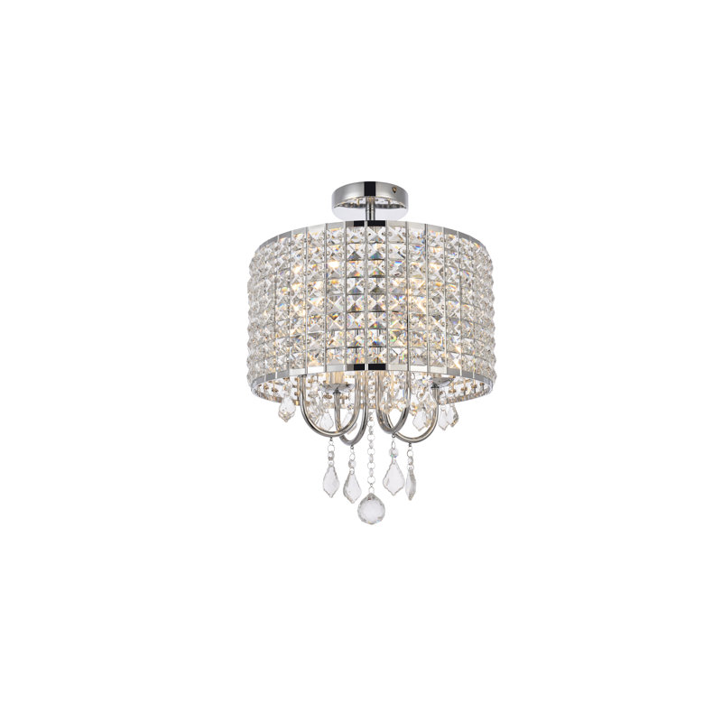 Dusin Semi Flush Mount, Chrome, Chrome/Clear, 19" H x 14" W x 14" D