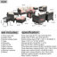 Ensemble de conversation en osier / rotin 7 personnes avec coussins GRST-21191680