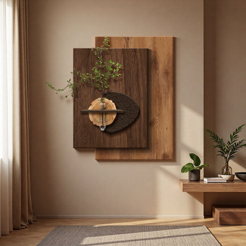 Feng shui antique vert avec des peintures murales lumineuses, H 39,37 po x l 31,5 po x P 1,18 po