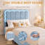 Cadre de lit double rembourré avec lumières DEL et tiroir de rangement pour enfants - Bleu-1514796779