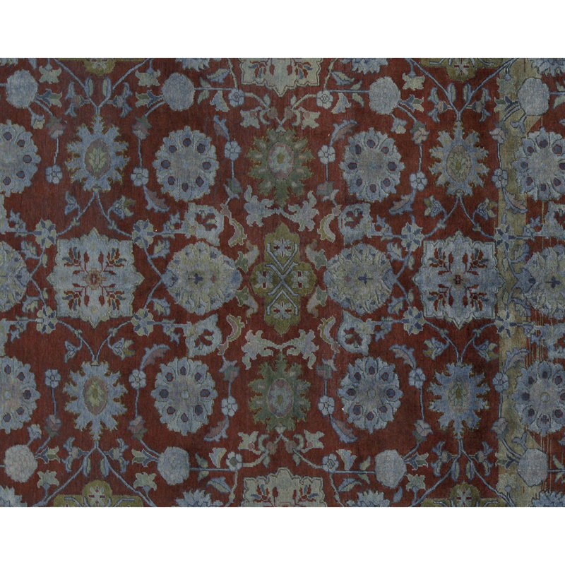 Wool Oriental Area Rug in Rust/Green/Gray