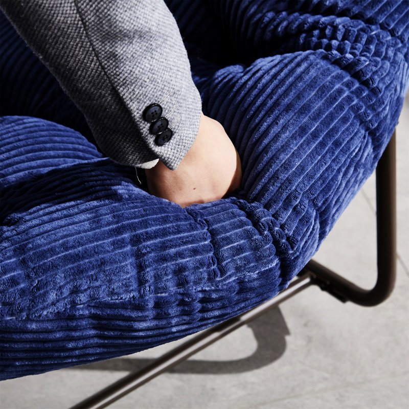 Chaise berçante d'extérieur en rotin (excluant la table), Bleu marine