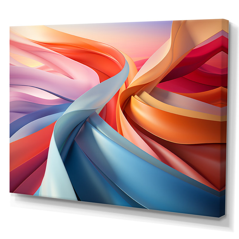 «Blue Red Fractal Spiral I», reproduction sur toile, H 16 po x l 32 po x P 1 po, Toile tendue