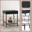 Tabouret carré en cuir-1647923160