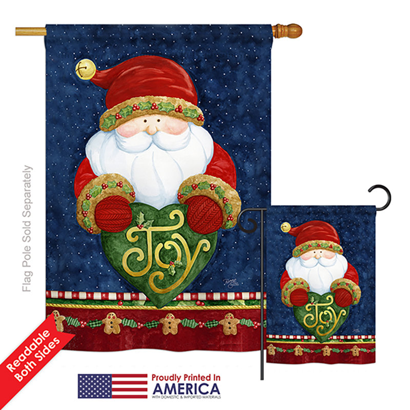 « santa holding christmas christmas », impression de noël en polyester de 2 côtés 40 x 28 po ensemble de drapeau
