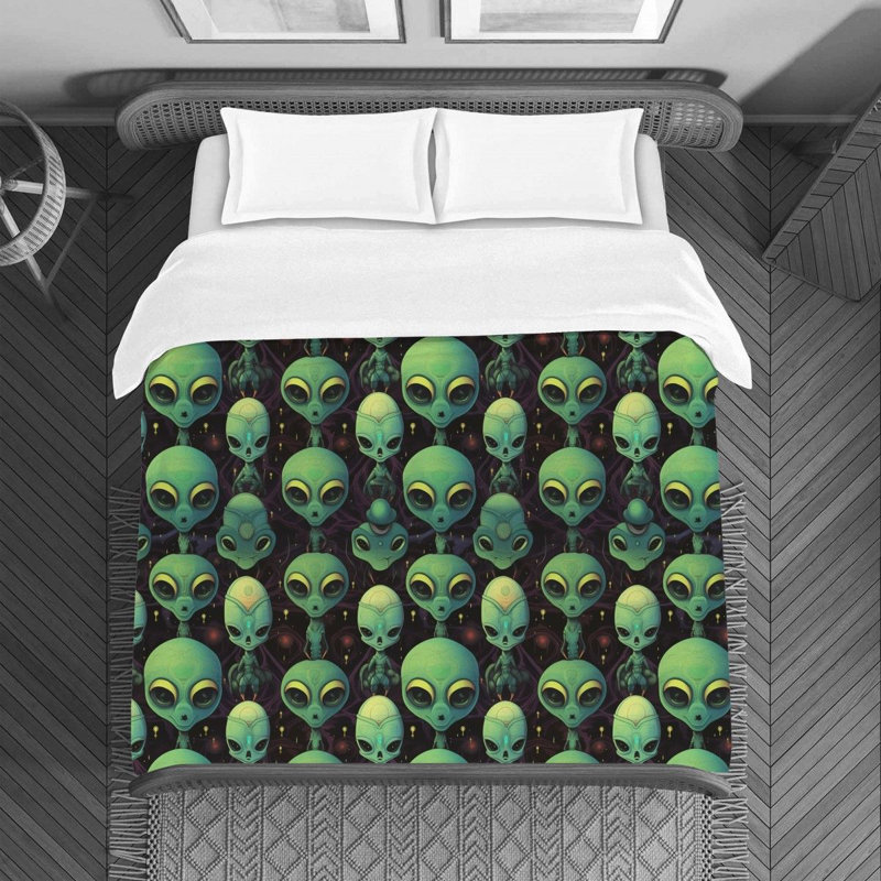  Housse de couette Alien Bedding Ufo - vert, Housse de couette pour lit simple
