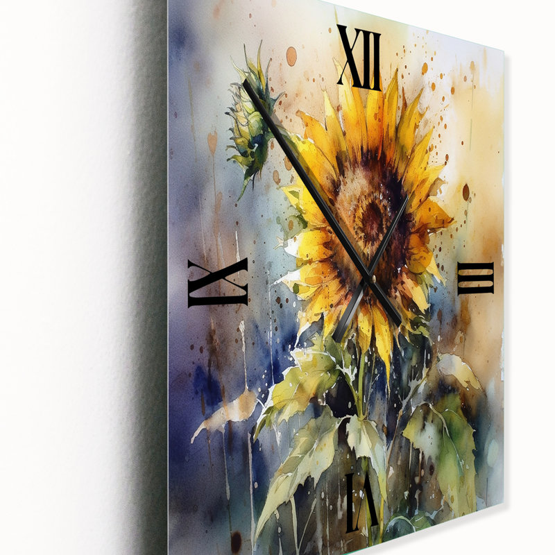 Horloge murale Sunflower Symphony I - Floral, H 28 po x l 12 po x P 1 po