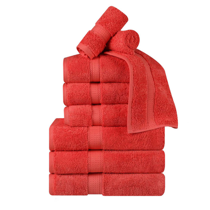 Scotia Egyptian Cotton Bath Towel Set, Coral, 9Pc Towel Set  (3Bath, 3Hand, 3Face)