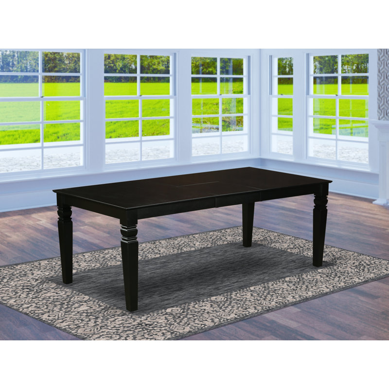 Logan Modern Dining Table - a Rectangle Kitchen Table Top with Butterfly Leaf, Black, Black