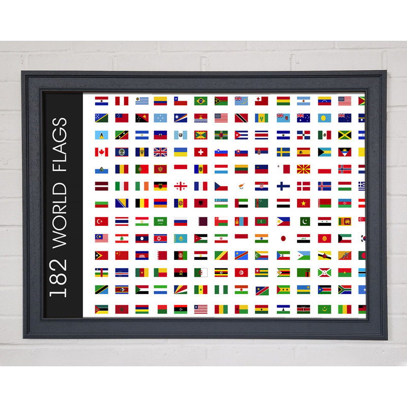 World Flags - Single Picture Frame Print, Black Framed Paper, 42cm H x 59.7cm W x 3.4cm D