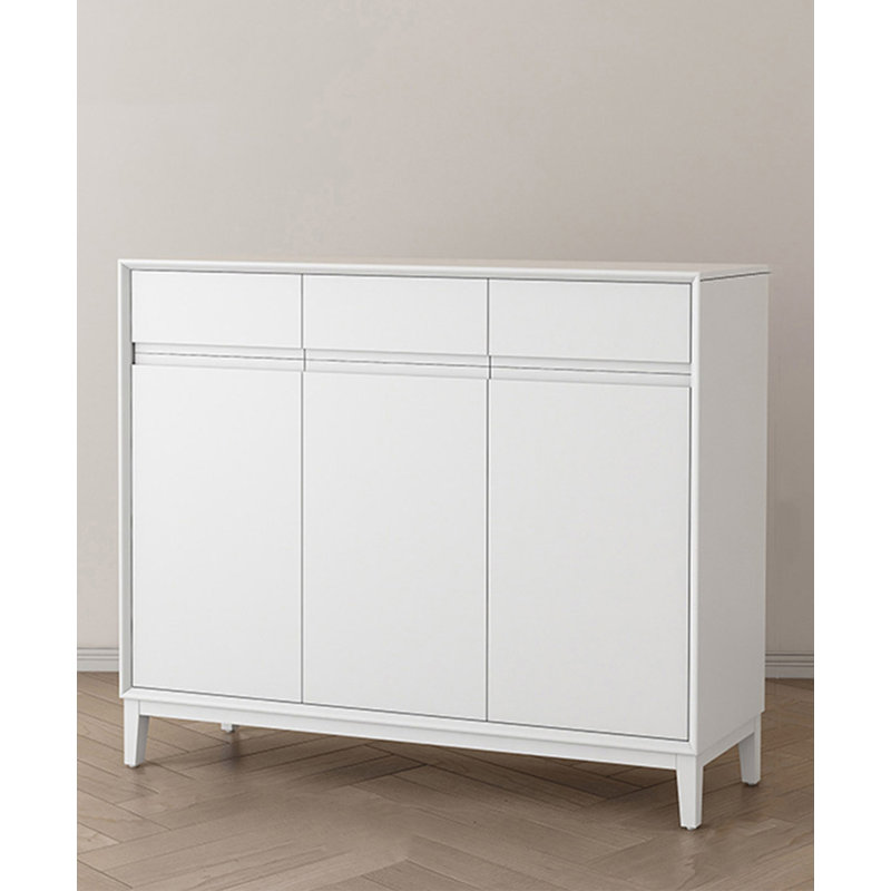 Armoire à chaussures minimaliste en bois massif de grande capacité, Blanc