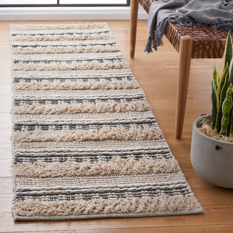 Babs Hand Woven Cotton Striped Rug, Runner 2'3" x 8'
