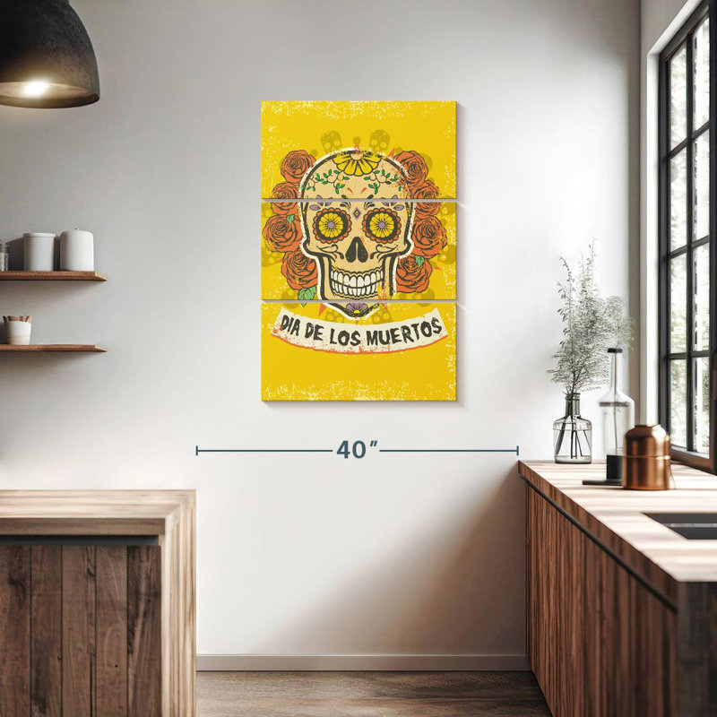 Kerner Sugar Skull And Roses, 38" H x 24" W
