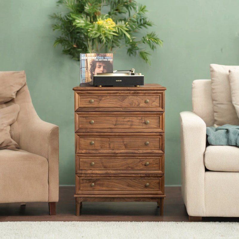 Commode d'appoint style rétro en noyer noir