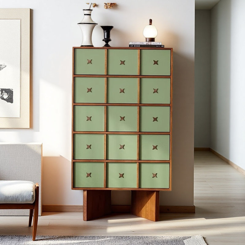 Armoire de rangement simple et rétro verte