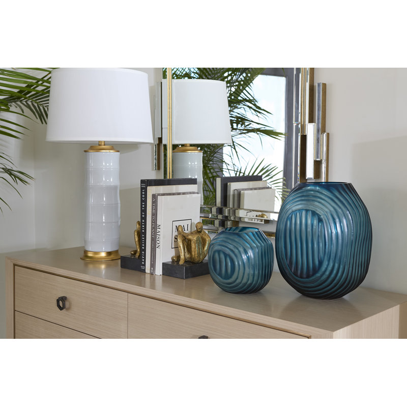 Circle Handmade Handblown Glass Table Vase, Frost Blue