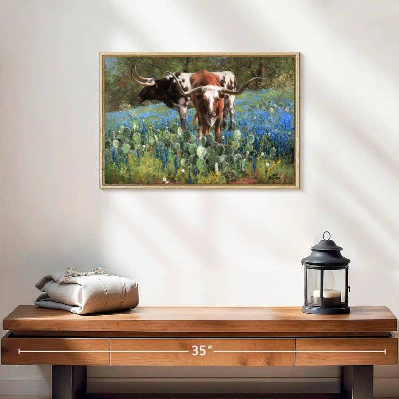 T pour le Texas, 19 po x 13 po, Cadre flottant en bois naturel