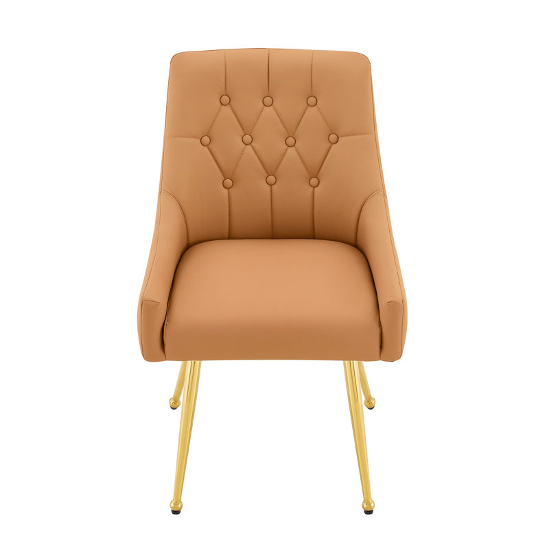 Chaise de salle à manger rembourrée en cuir avec dossier capitonné Diamond