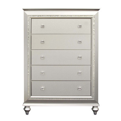 Kaitlyn 5 Storage Drawers Chest, Champagne Finish