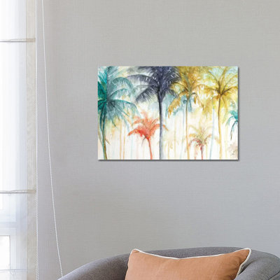 Watercolor Summer Palms 1 Piece Wrapped Canvas Wall Art