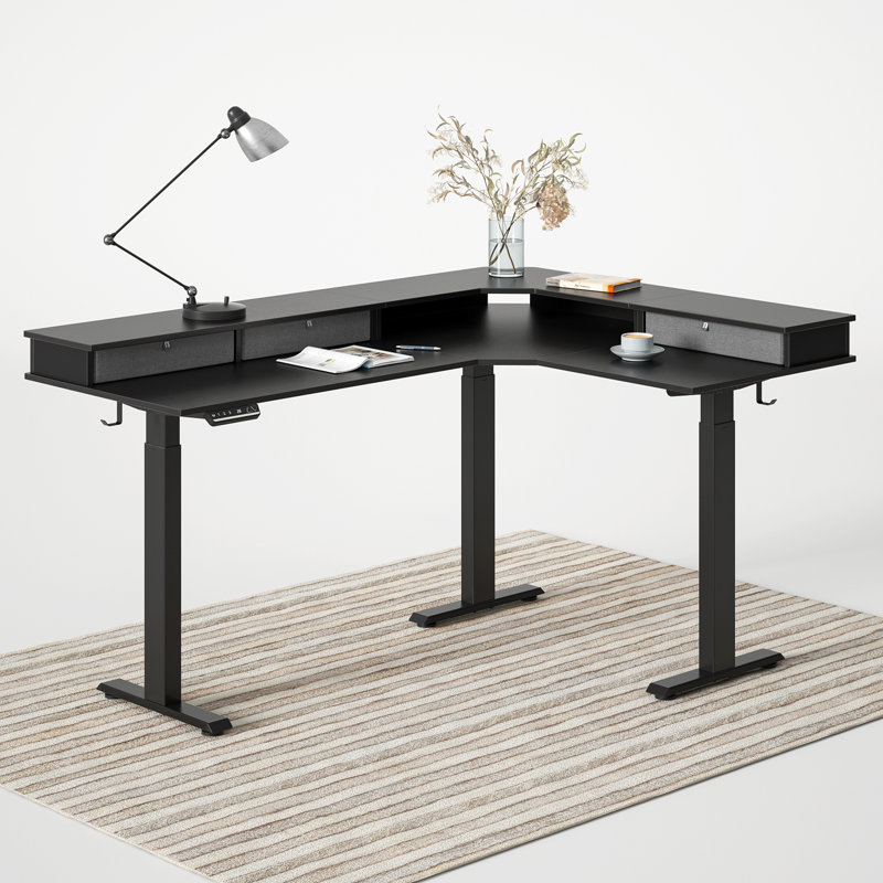 Bureau debout à triple hauteur réglable, Noir / noir