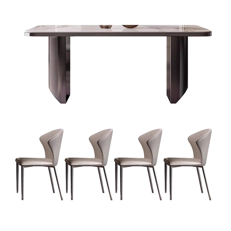 Table de salle à manger et chaise Light Luxury, Blanc / Gris, H 29,5 po x L 55,1 po x l 31,4 po