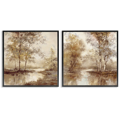 «Woodland Views in sépia», ensemble de 2 impressions giclées encadrées, design par T.C. Chiu