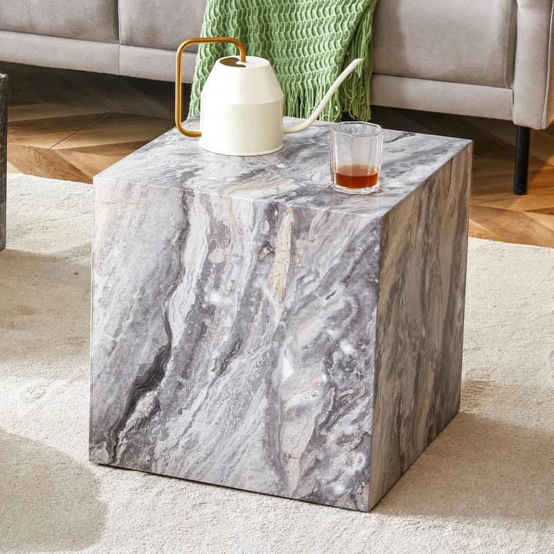 Table basse Kylier, Gris, H 15,75 po x l 15,75 po x P 15,75 po, Gris