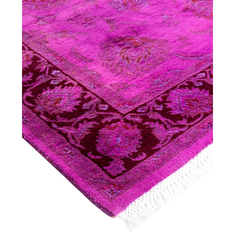 Overdyed Hand-Knotted Wool Modern-Contemporary Purple Area Rug 4' 9" x 7' 2"