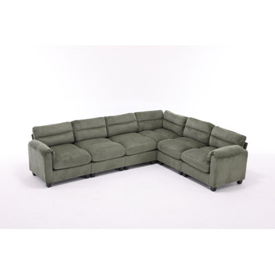 Dona L-Shaped Corduroy Upholstered Modular Sectional, Pillowtop Arm