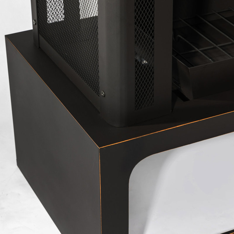 Foyer d'extérieur en acier avec option de chauffage au bois noir mat