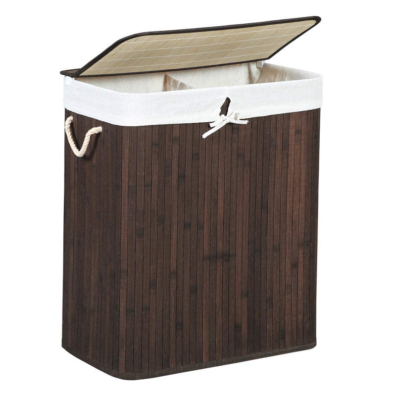 Bamboo Laundry Hamper with Handles, Brown