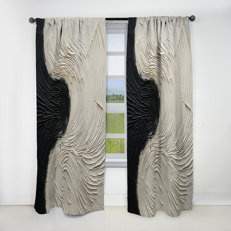 Minimalism Black And White Paint Reunion - Nautical Blackout Coastal Curtain - 1 Panel, 52" W x 84" L