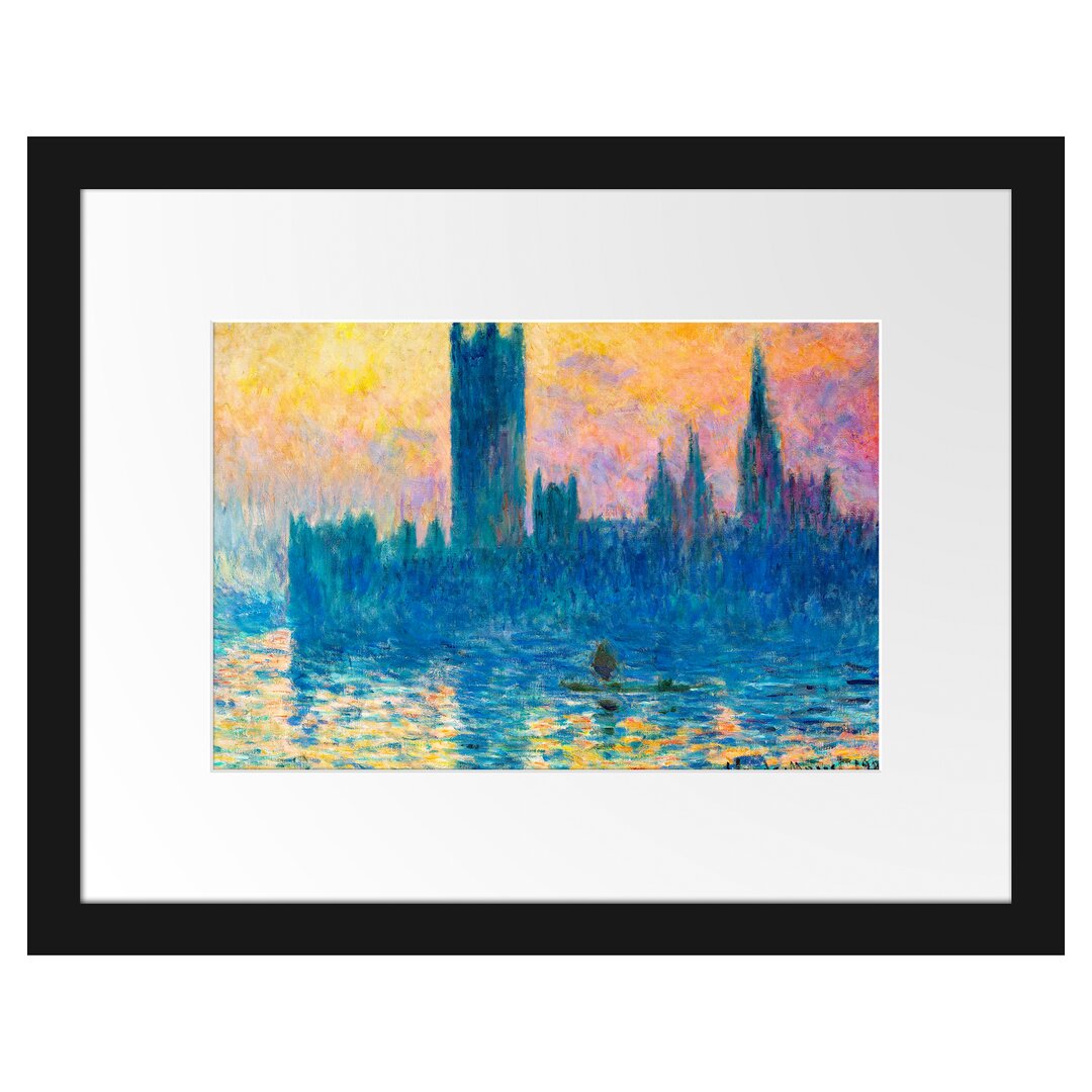 Claude Monet - The Houses Of Parliament - Im Bilderrahmen Mit Galerie-Passepartout