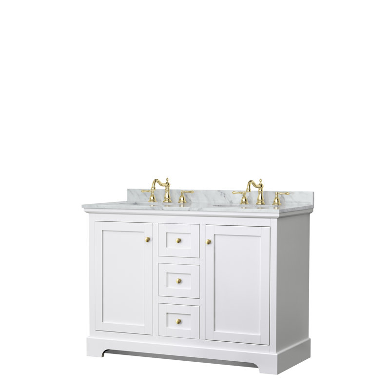 Ensemble de meuble-lavabo double 48 po Avery, Blanc, Noir mat