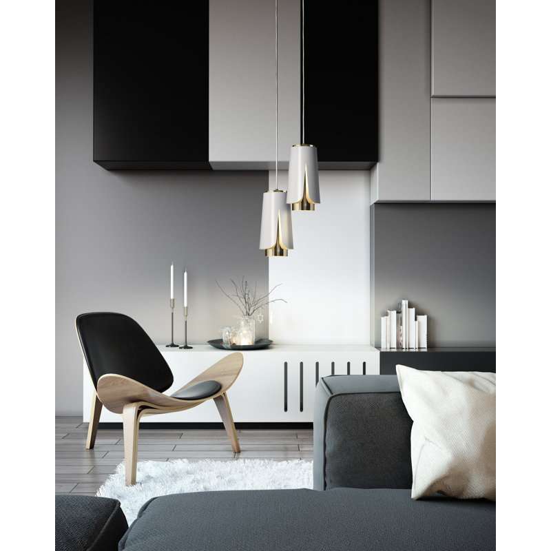 Tulipa 1 - Light Chrome Unique/Statement Pendant, Matt White/Luxury Gold