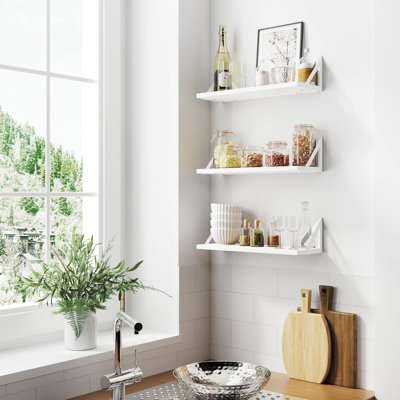 42cm W Solid Wood Wall Mounted Shelving Unit