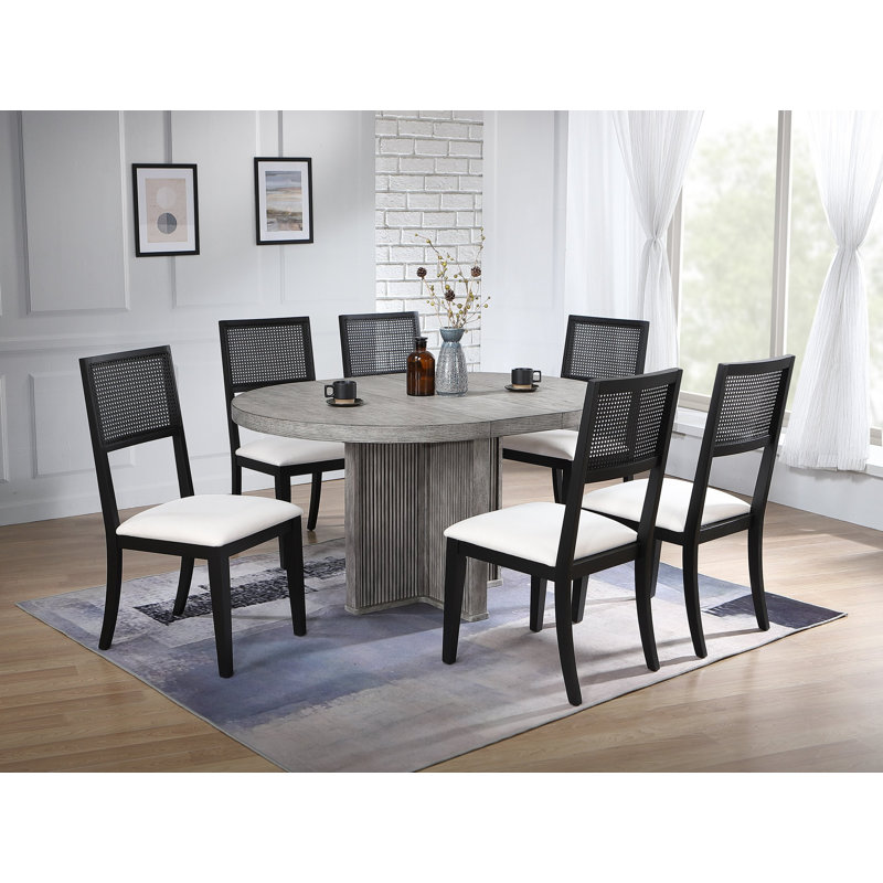 Ensemble de salle à manger extensible en bois massif 5 pièces Cousar Ripple, 7