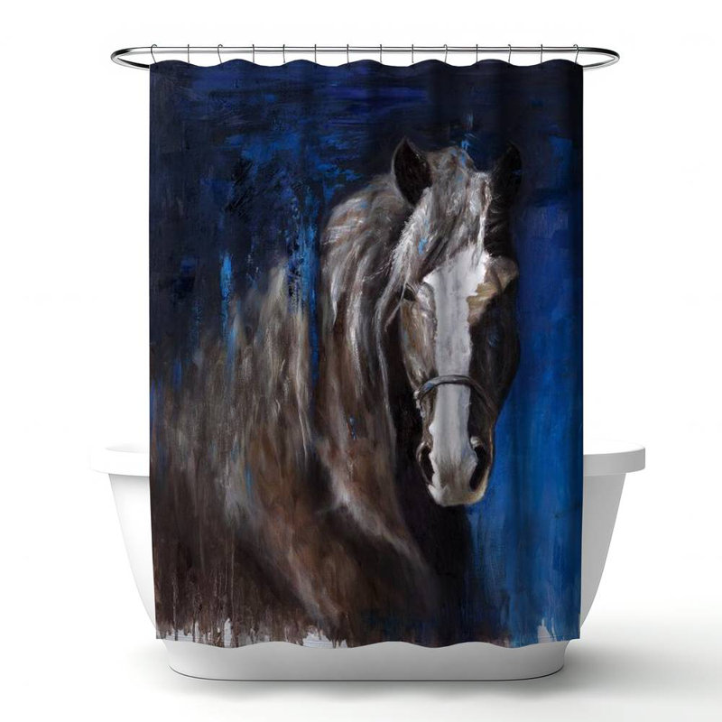 Shower Curtain AN80 – Polyester Shower Curtain, Dye Sublimation Print, 71" W × 74" L
