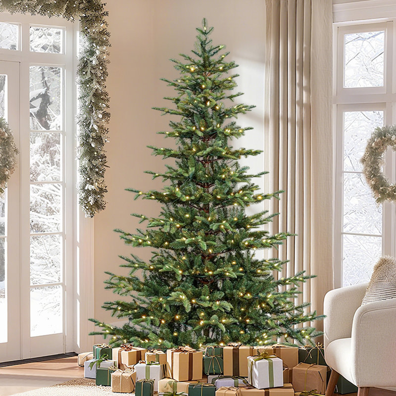 Arbre de Noël, arbre de Noël artificiel pré-éclairé avec support en métal pliable, H 6 pi