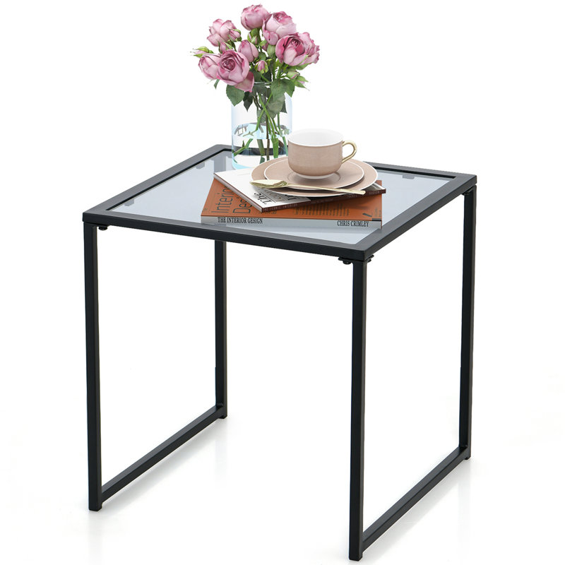 Leyun Square Metal Outdoor Side Table , 17'' in. W 17'' in. D