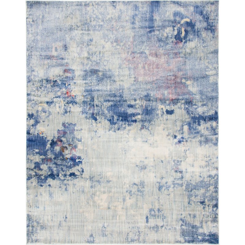 Tapis d'intérieur bleu Frodsham, Rectangle 8 pi x 10 pi