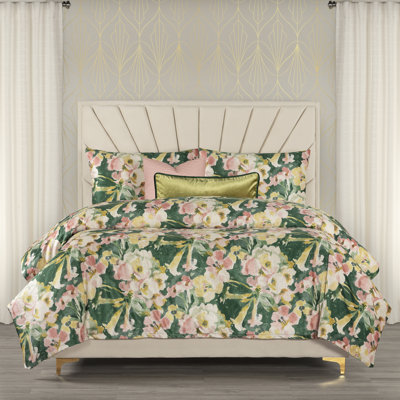 Polyester Velvet Floral Duvet Cover & Insert