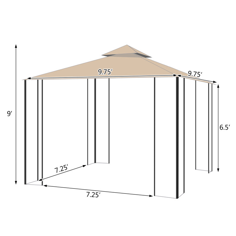 Abri de jardin extérieur, abri de jardin élégant avec double toit, tablettes d'angle et filet grillagé pour le jardin, la pelouse, la cour et la terrasse